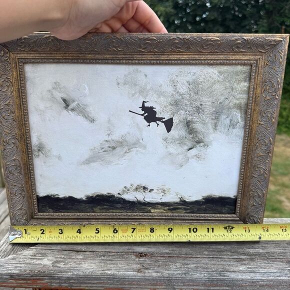 NEW Petal Lane Framed Witch Silhouette Halloween Art Painting Picture 11x14” - Picture 3 of 3